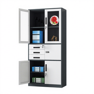 Armoire de classement en acier à deux portes vitrées pour bureau, vente en gros - Product Image 3