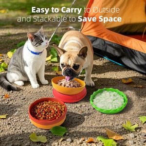Tazón para perros con forma de hamburguesa, 6.1 pulgadas, apilable, para gatos y perros pequeños, almacenamiento de comida, tazón de viaje para alimentar. - Product Image 3
