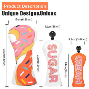 Factory Design Doughnut Logo Patch Golf <b>Head</b> <b>Covers</b> Wood Custom Made Golf Club <b>Head</b> <b>Covers</b> Pu Leather Golf <b>Head</b> <b>Covers</b> Driver - Product Image 2