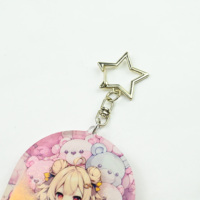 Porte-clés et breloques personnalisés en acrylique, écologiques, avec photo numérique, à paillettes liquides flottantes, épaissis, en plastique, thème anime et dessin animé