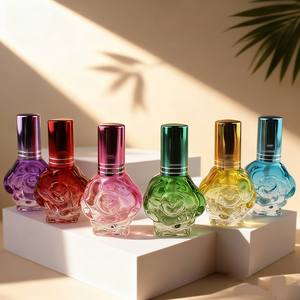Mini Atomizador de Vidrio Transparente de 10 <span class=keywords><strong>ml</strong></span> con Forma de Flor Colorida, Mini Botella de Perfume Redonda Reutilizable, Atomizador de Vidrio Vacío de 10 <span class=keywords><strong>ml</strong></span> - Product Image 2