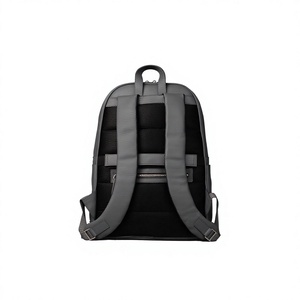 Modern Unisex Genuine Leather Tactical Sports <b>Backpack</b> Solid Navy Blue Zipper Closure Front Pocket Adjustable <b>Strap</b> Polyester - Product Image 3