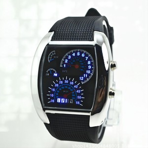Tốt Nhất Bán Người Đàn Ông Thể Thao RPM Turbo Flash LED Đồng Hồ Đeo Tay Xe Tốc Độ Meter Quay Số Nhị Phân Ma Trận Kỹ Thuật Số Đồng Hồ Điện Tử - Product Image 2