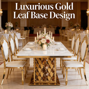 Mesa de Comedor Informal de Acero Inoxidable, Mesa de Banquete Comercial para Hotel, Mesa de Comedor Rectangular de Mármol Moderno Europeo para Bodas - Product Image 2