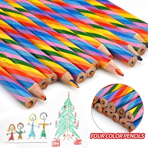 Crayons géants multicolores personnalisés 4-en-1, crayons hexagonaux à mine colorée, motifs arc-en-ciel, articles cadeaux pour enfants - Product Image 3