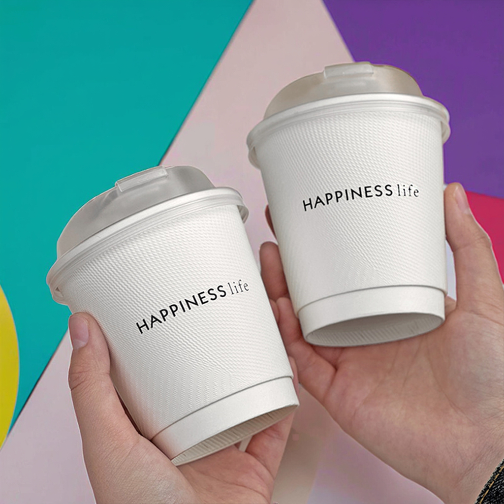 Custom Embossed Ripple Double Wall Disposable Paper Cups Heat Resistant for Coffee Tea for Takeaway Beverage Shops Logo Options