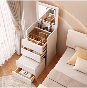 Tocador Blanco Nórdico con Espejo Plegable para Dormitorio, Tocador de Maquillaje con Espejo y Luz - Product Image 2