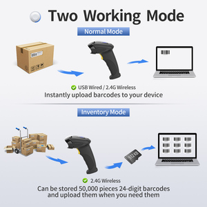 Xincode 2D inalámbrico 2,4G lector de código de barras USB con cable escáner de código de barras 1D láser de mano QR escáneres de código de barras Qr pistola de escaneo de código - Product Image 4