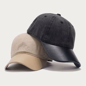 Vintage Leather Border Color Soft Top Baseball Golf <b>Sun</b> <b>Hat</b> European American Fashion Duck Tongue Visor Sports Caps Women <b>Men</b> - Product Image 3