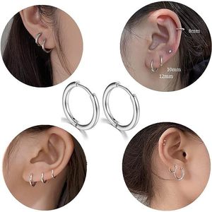 Pendientes Huggie de Oro, Acero Inoxidable, Aro Circular, Joyería para Uso Diario, 10mm 12mm 14mm 16mm - Product Image 3