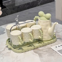 Service à thé YUBIN en porcelaine style crème, tasses et soucoupes écologiques résistantes à la chaleur, pour table basse, salon, hôtellerie