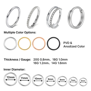 Kaishee Anneau de nez articulé en titane de qualité implantaire ASTM F136 pour piercing corporel, bijoux de piercing en titane, anneau de piercing en titane - Product Image 3