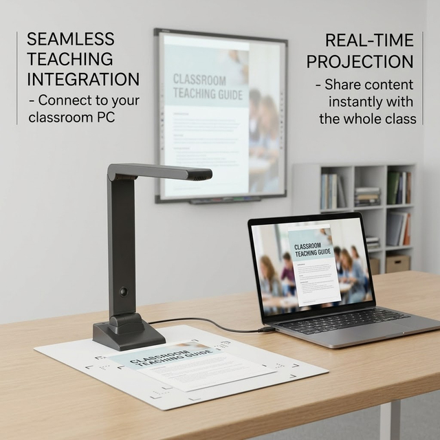 A3/A4 Size USB2.0 High-Speed 8 13 16MP Portable Plastic Auto Focus Foldable LED Book & Document Scanner Visual Presenter Stock
