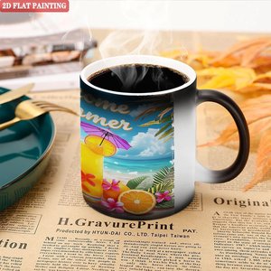 Frosted Black 11oz <b>Ceramic</b> Heat Changing Magic Mug Tour Travel Portable Drinking <b>Cup</b> - Product Image 5