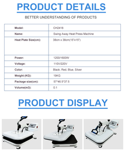 Small Business Machine Ideas Manual Swivel Head Heat Transfer <b>Shirt</b> Printing T-<b>shirt</b> Heatpress CH2418 Heat Press Machines CH2418 - Product Image 2