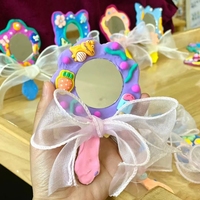 Miroirs en bois miniatures à peindre soi-même, matériau MDF non fini, forme de fleur, design mignon pour les enfants, activité de bricolage, interaction parent-enfant
