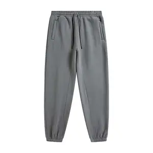 % 100 pamuklu kalın özel karakter logosu elastik bel ter yığını koşu pantolonları Baggy düz Sweatpants erkek