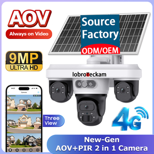 Caméra de sécurité solaire 4G <span class=keywords><strong>sans</strong></span> <span class=keywords><strong>fil</strong></span> PTZ HD extérieure Iobroteckam avec enregistrement continu 24/7, 3 objectifs AOV réels et 9MP - Product Image 2