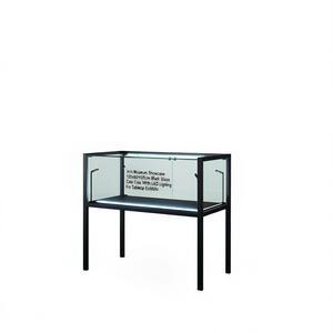 Vitrine de musée en fer 120x60x105cm, vitrine en verre noir avec éclairage LED pour expositions de table - Product Image 2
