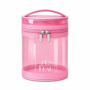 Custom Clear PVC Cylinder Cosmetic Bag 18x12cm Transparent Travel Toiletry <b>Makeup</b> Organizer <b>Case</b> - Product Image 1