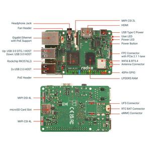 Radxa Rock 4D 개발 보드, RK3576 칩, 싱글보드 컴퓨터(컴퓨팅 4K 출력 LPDDR5 메모리용으로 설계) - Product Image 4