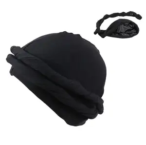 Twist Satin Lined Head Wraps Stretch Durags Sleeping Bonnet Hair Cover Headwraps Halo Turban for Men Women