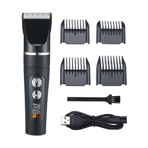 Professional USB & rechargeable ceramic blade hair trimmer for men, black grey color