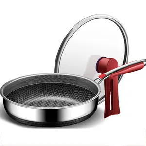 KENGQ 316 Stainless Steel Frying Pan Non-Stick Pans Household Frying Steak Pancake Pan Induction Cooker General Purpose