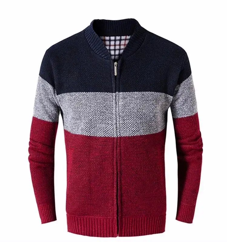 men sweater tops knit clothing wholesale apparel autumn winter plus size thick casual stand collar fashion Cardigan sweater