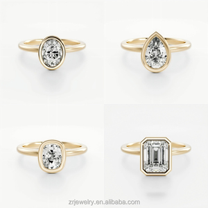 2ct Bezel Moissanite Anneaux 14k Solid Gold <span class=keywords><strong>Solitaire</strong></span> Bagues de Fiançailles Gra Certified Diamond Jewelry Moissanite Ring - Product Image 4