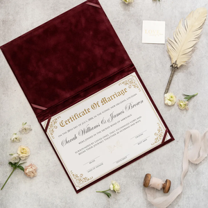 Porta Certificado de Boda de Terciopelo de Lujo <span class=keywords><strong>Personalizado</strong></span>, Elegante <span class=keywords><strong>Portadocumentos</strong></span> con Monograma Estampado en Relieve, Recuerdo para Ceremonia de Matrimonio - Product Image 4
