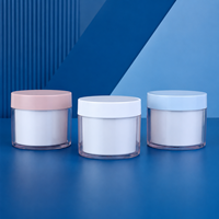 Pot en plastique PET à double paroi de 200 ml avec couvercle à vis, étiquette en papier et logo personnalisé pour les soins cosmétiques de la peau, vente en gros