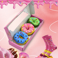 3 Paires/Set Boîte Cadeau Nouveauté Vente en Gros Personnalisée Happy Creative Unisex Crew Funny Donut Chaussettes pour Cadeau