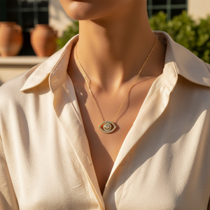 Collar de circón con forma de ojo, joyería de plata de ley 925 hecha a mano, ojo turco - Product Image 2