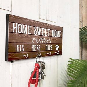 En gros, Panneau mural rustique en bois personnalisé avec porte-clés, Décoration de maison style ferme, Crochets artisanaux, Dropshipping - Product Image 2