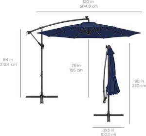 <span class=keywords><strong>ร่ม</strong></span>ตลาดแบบแขวนคานยื่น LED พลังงานแสงอาทิตย์ขนาด 10 ฟุต รุ่นสั่งทำพิเศษ, โครงสร้างแข็งแรง 8 ซี่โครง, ปรับระดับได้ง่าย - Product Image 3