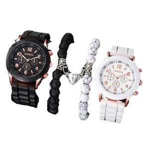 Orologio da studente popolare al quarzo e gioielli a forma di cuore gioielli in Silicone Casual da donna - Product Image 5