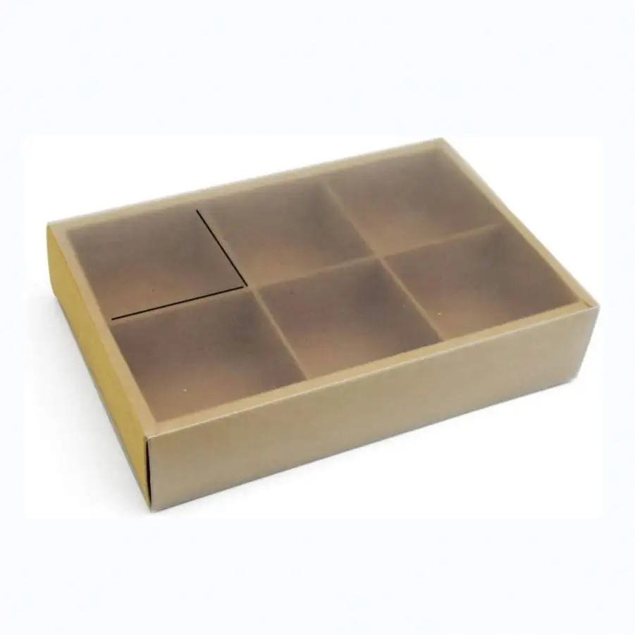 Картонная коробка для хранения продуктов из переработанного бумаги с разделителями с полупрозрачной крышкой для пончиков, кексов, десертов и бургеров
