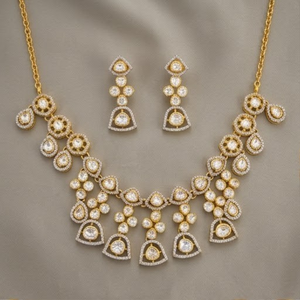 Conjunto de Collar y Pendientes de Plata 925 con Moissanita y Kundan, Joyería Nupcial de Diseño, Colección Tradicional para Mujer, Regalo - Product Image 2