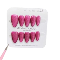10 pièces Faux ongles à presser forme amande, faits main, couleur unie, motif constellation, style French, haute personnalisation, vente en gros