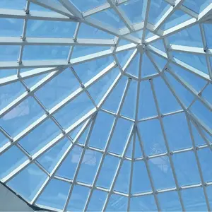 Lucernario a cupola in acciaio con struttura tubolare prefabbricata con copertura in vetro temperato