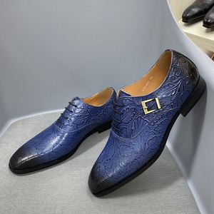Chaussures habillées classiques en cuir véritable XuanWu 2026 pour hommes, motif graffiti, à enfiler, tendance automne, gaufrage élégant - Product Image 1
