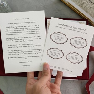 Carte de vœux personnalisée en velours bordeaux à motif cœur exquis, pour baptême, présentation, cadeaux, souvenirs, détails, mariage - Product Image 3