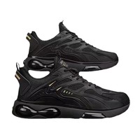 Chaussures d'automne style basketball, nouvelle collection jeunesse, semelle intermédiaire épaisse en cuir, mode Black Warrior, fermeture à lacets pour hommes