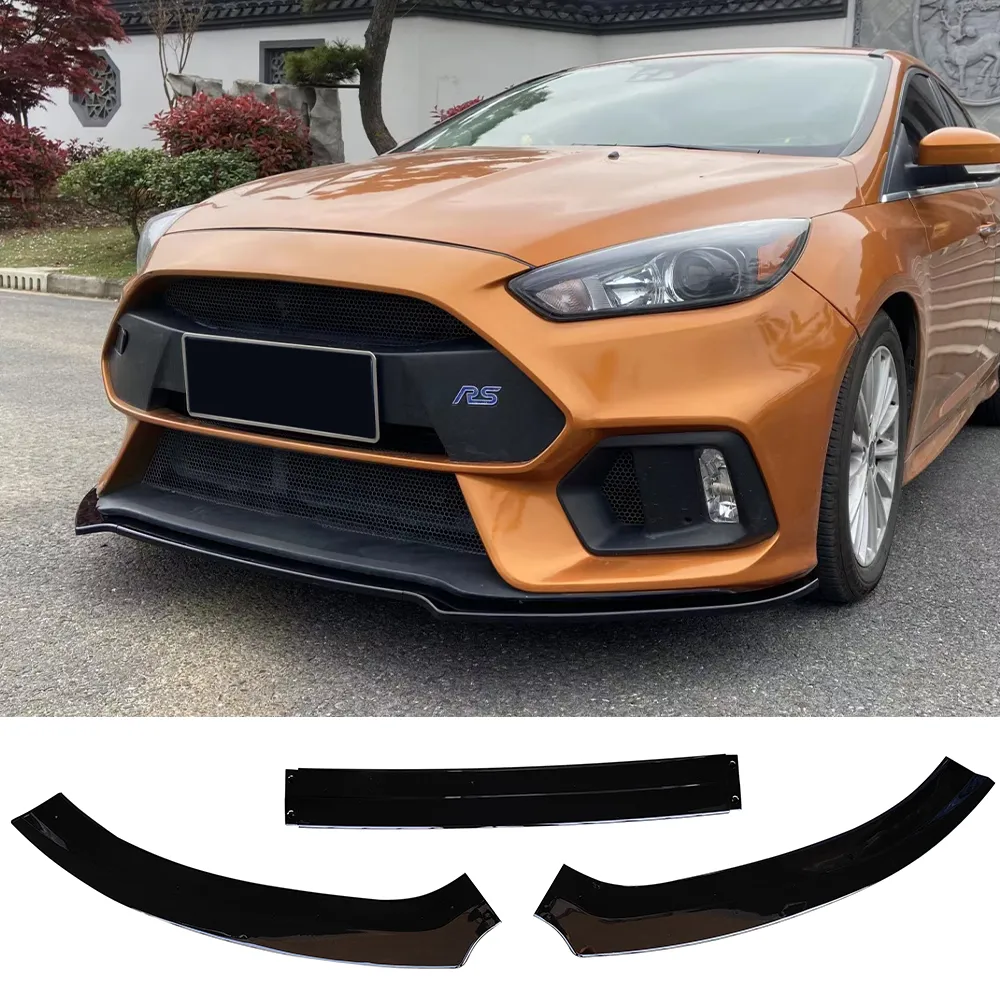 Negro brillante parachoques delantero del labio para FORD Focus RS 2015-2018 parachoques delantero kit de cuerpo spoiler auto