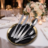 Ensemble de couverts de haute qualité en acier inoxydable avec motif à pois et détails dorés rétro pour hôtel, restaurant, fête, vente en gros, banquet