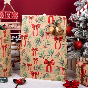 MAYPLUSS Christmas Wrapping Paper 17in X 33ft Kraft Bow Holly Pattern Single Side Reversible Gift <b>Wrap</b> - Product Image 5