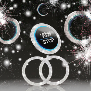 2026 Glitter Crystal Double Rhinestone ABS <b>Car</b> Engine Start Stop Decorative Ring Women Shiny <b>Car</b> <b>Interior</b> Accessories - Product Image 3