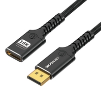 Câble d'extension tressé plaqué or 16K mâle vers femelle haute vitesse compatible avec projecteur, ordinateur, téléviseur, moniteur