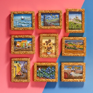 Aimants de réfrigérateur créatifs, peintures célèbres du monde entier, série <span class=keywords><strong>Van</strong></span> <span class=keywords><strong>Gogh</strong></span>, ciel étoilé, tournesol, style nordique, résine 3D magnétique - Product Image 1